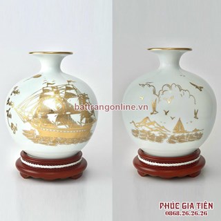 Bình hút lộc vẽ vàng Thuận Buồm Xuôi Gió cao 22cm