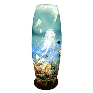 Đèn sứ thấu vẽ ánh sáng dưới đáy đại dương - cao 62cm