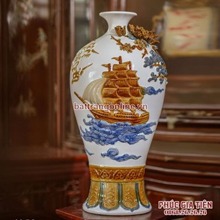 Mai bình thuận buồm xuôi gió nền trắng cao 58cm