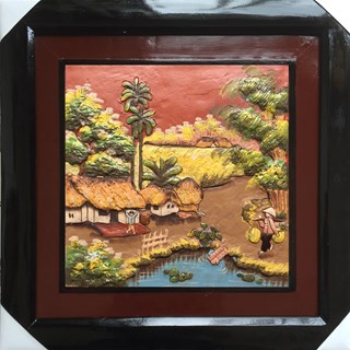 Tranh gốm cảnh đồng quê 03 - 50x50cm