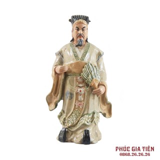 Tượng Khổng Minh - men rạn - cao 80cm