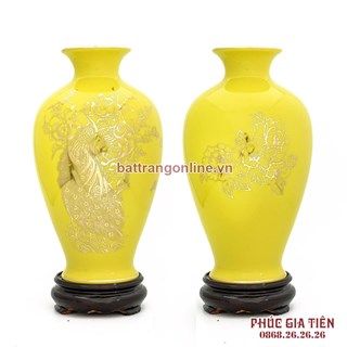 Binh ve vang chim cong hoa mau don mau vang cao 30cm