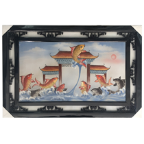 Tranh sứ cá chép vượt vũ môn - 100cm x 65cm