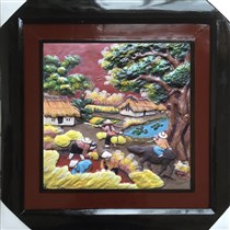 Tranh gốm cảnh đồng quê 05 - 50x50cm