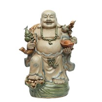 Tượng Di Lặc Gánh Tiền Hồ Lô Đào - Men rạn - Cao 52cm